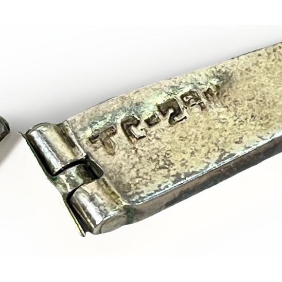 VTG Taxco Sterling Silver 950 Turquoise Inlay Hinged Panel Collar Necklace 22.7g - Picture 10 of 16